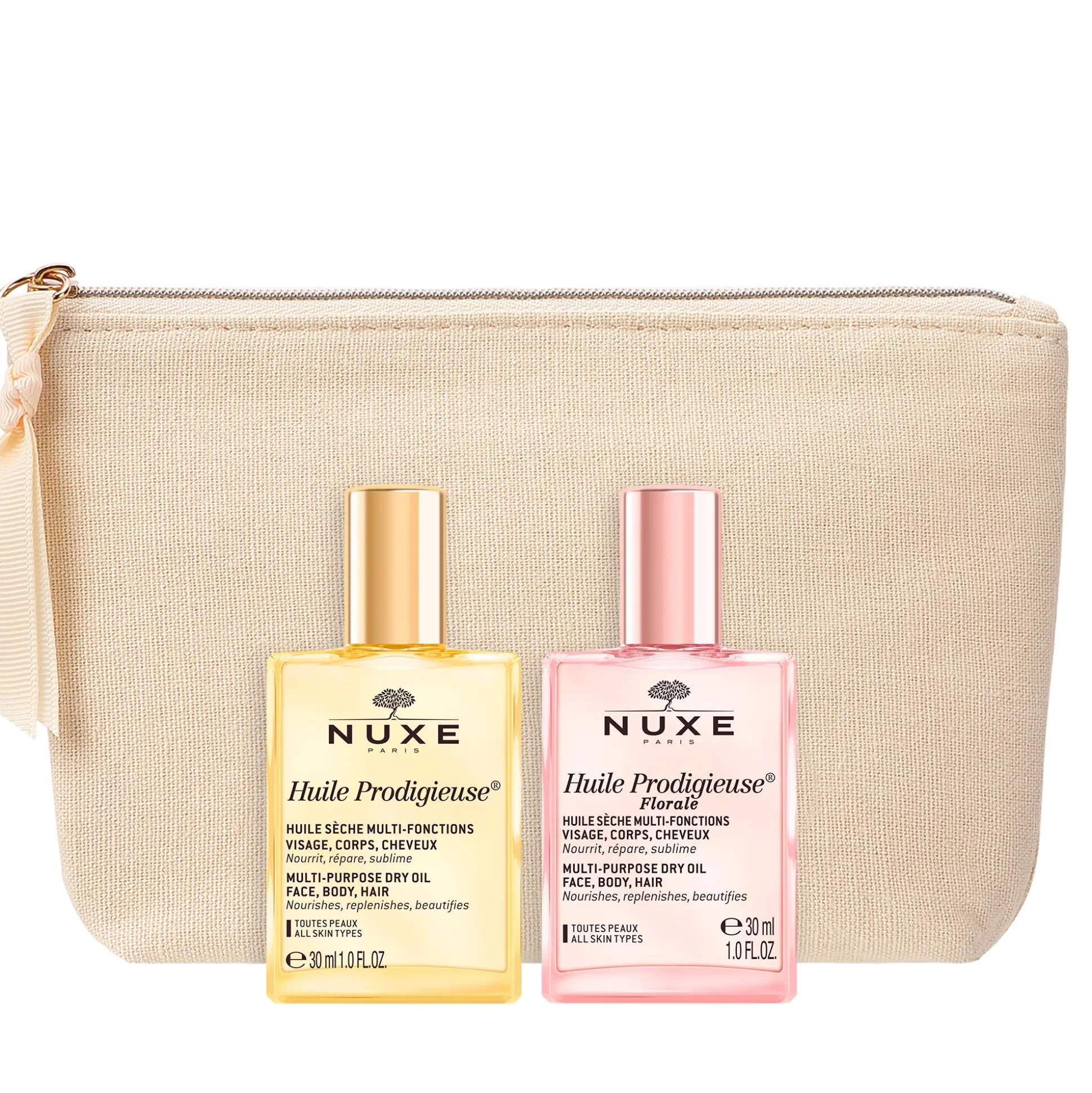Olio Per Capelli | Olio Per Il Corpo^NUXE Duo Huile Prodigieuse® Classico e Florale 30ml- Olio secco per viso, corpo e capelli